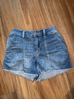 Maurices Frayed High-Waist Blue Denim Shorts